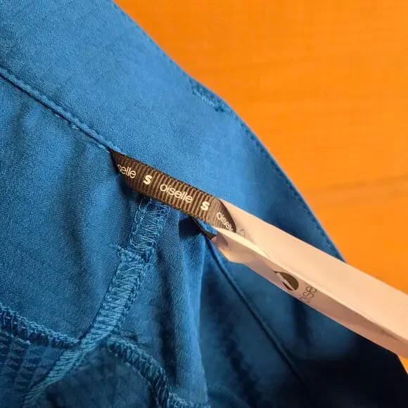 Oiselle Roga Performance Jean Pacific Blue Geometric Golf Pant S Pocket Skinny - Picture 7 of 8